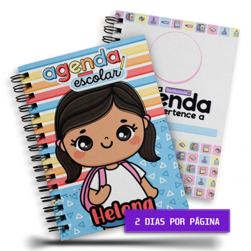 Agenda Escolar Menina | 2 Dia por página | 4/4 - 200 Páginas